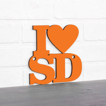 Load image into Gallery viewer, Spunky Fluff Proudly handmade in South Dakota, USA Small / Orange Custom Heart State Initials Sign