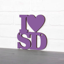 Load image into Gallery viewer, Spunky Fluff Proudly handmade in South Dakota, USA Small / Purple Custom Heart State Initials Sign