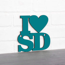 Load image into Gallery viewer, Spunky Fluff Proudly handmade in South Dakota, USA Small / Teal Custom Heart State Initials Sign

