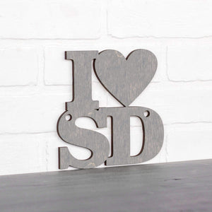Spunky Fluff Proudly handmade in South Dakota, USA Small / Weathered Gray Custom Heart State Initials Sign