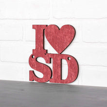 Load image into Gallery viewer, Spunky Fluff Proudly handmade in South Dakota, USA Small / Weathered Red Custom Heart State Initials Sign