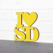 Load image into Gallery viewer, Spunky Fluff Proudly handmade in South Dakota, USA Small / Yellow Custom Heart State Initials Sign