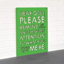 Load image into Gallery viewer, Spunky Fluff Proudly handmade in South Dakota, USA Grass Green Dear God (Please Remove my Fear)