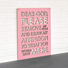 Load image into Gallery viewer, Spunky Fluff Proudly handmade in South Dakota, USA Pink Dear God (Please Remove my Fear)

