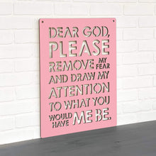 Load image into Gallery viewer, Spunky Fluff Proudly handmade in South Dakota, USA Pink Dear God (Please Remove my Fear)