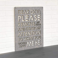 Load image into Gallery viewer, Spunky Fluff Proudly handmade in South Dakota, USA Weathered Gray Dear God (Please Remove my Fear)