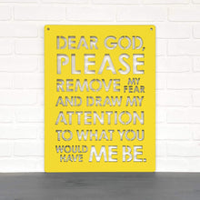 Load image into Gallery viewer, Spunky Fluff Proudly handmade in South Dakota, USA Yellow Dear God (Please Remove my Fear)