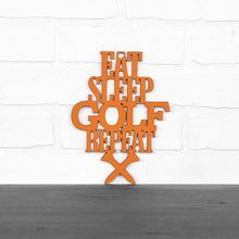 Load image into Gallery viewer, Spunky Fluff Proudly handmade in South Dakota, USA Small / Orange "Eat Sleep Golf Repeat" Hand Painted Wall Sign