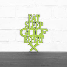 Load image into Gallery viewer, Spunky Fluff Proudly handmade in South Dakota, USA Small / Pear Green "Eat Sleep Golf Repeat" Hand Painted Wall Sign