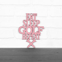 Load image into Gallery viewer, Spunky Fluff Proudly handmade in South Dakota, USA Small / Pink "Eat Sleep Golf Repeat" Hand Painted Wall Sign