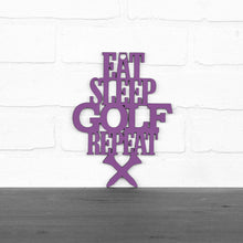 Load image into Gallery viewer, Spunky Fluff Proudly handmade in South Dakota, USA Small / Purple "Eat Sleep Golf Repeat" Hand Painted Wall Sign
