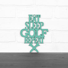 Load image into Gallery viewer, Spunky Fluff Proudly handmade in South Dakota, USA Small / Turquoise "Eat Sleep Golf Repeat" Hand Painted Wall Sign