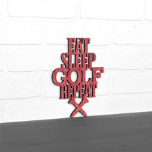 Load image into Gallery viewer, Spunky Fluff Proudly handmade in South Dakota, USA Small / Weathered Red "Eat Sleep Golf Repeat" Hand Painted Wall Sign