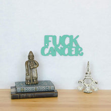 Load image into Gallery viewer, Spunky Fluff Proudly handmade in South Dakota, USA Small / Turquoise Fuck Cancer