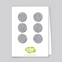Load image into Gallery viewer, Spunky Fluff Proudly handmade in South Dakota, USA Silver Glitter Dot Magnet Set, Small