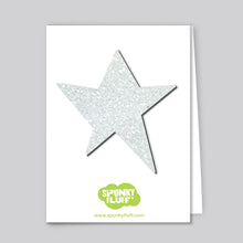 Load image into Gallery viewer, Spunky Fluff Proudly handmade in South Dakota, USA White Glitter Glitter Star Magnets