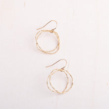 Load image into Gallery viewer, Original Hardware Proudly Handmade in Colorado, USA Gold Shimmer Organic Circle Earrings