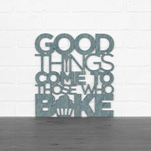 Load image into Gallery viewer, Spunky Fluff Proudly handmade in South Dakota, USA Medium / Weathered Denim "Good Things Come to Those Who Bake" Wall Décor