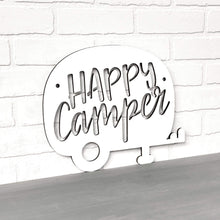 Load image into Gallery viewer, Spunky Fluff Proudly handmade in South Dakota, USA Small / White Happy Camper (Drop Font)
