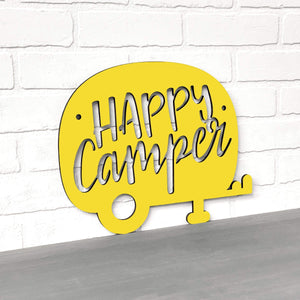 Spunky Fluff Proudly handmade in South Dakota, USA Small / Yellow Happy Camper (Drop Font)