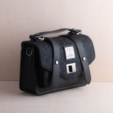 Load image into Gallery viewer, Sticks and Steel Harris Tweed Black Handbag