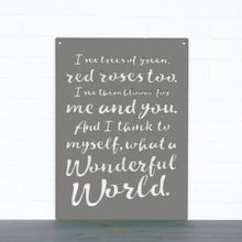 Load image into Gallery viewer, Spunky Fluff Proudly handmade in South Dakota, USA Charcoal Gray "I See Trees" (Wonderful World) Decorative Wall Sign