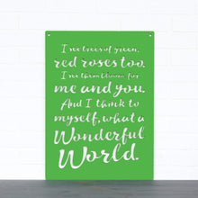 Load image into Gallery viewer, Spunky Fluff Proudly handmade in South Dakota, USA Grass Green "I See Trees" (Wonderful World) Decorative Wall Sign