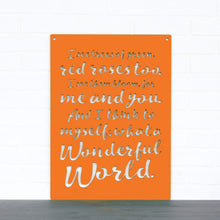 Load image into Gallery viewer, Spunky Fluff Proudly handmade in South Dakota, USA Orange "I See Trees" (Wonderful World) Decorative Wall Sign