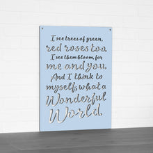 Load image into Gallery viewer, Spunky Fluff Proudly handmade in South Dakota, USA "I See Trees" (Wonderful World) Decorative Wall Sign