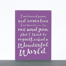 Load image into Gallery viewer, Spunky Fluff Proudly handmade in South Dakota, USA Purple "I See Trees" (Wonderful World) Decorative Wall Sign