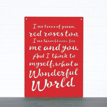 Load image into Gallery viewer, Spunky Fluff Proudly handmade in South Dakota, USA Red "I See Trees" (Wonderful World) Decorative Wall Sign