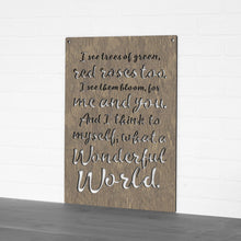 Load image into Gallery viewer, Spunky Fluff Proudly handmade in South Dakota, USA Weathered Brown &quot;I See Trees&quot; (Wonderful World) Decorative Wall Sign
