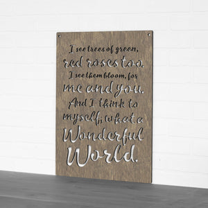 Spunky Fluff Proudly handmade in South Dakota, USA Weathered Brown "I See Trees" (Wonderful World) Decorative Wall Sign