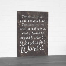 Load image into Gallery viewer, Spunky Fluff Proudly handmade in South Dakota, USA Weathered Ebony "I See Trees" (Wonderful World) Decorative Wall Sign