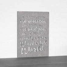 Load image into Gallery viewer, Spunky Fluff Proudly handmade in South Dakota, USA Weathered Gray &quot;I See Trees&quot; (Wonderful World) Decorative Wall Sign
