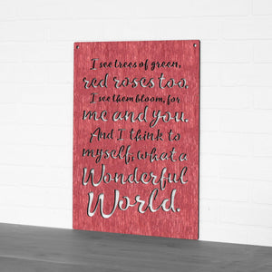 Spunky Fluff Proudly handmade in South Dakota, USA Weathered Red "I See Trees" (Wonderful World) Decorative Wall Sign