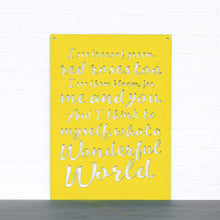Load image into Gallery viewer, Spunky Fluff Proudly handmade in South Dakota, USA Yellow "I See Trees" (Wonderful World) Decorative Wall Sign