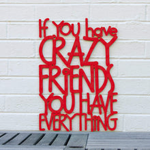 Load image into Gallery viewer, Spunky Fluff Proudly handmade in South Dakota, USA Medium / Red If You Have Crazy Friends You Have Everything