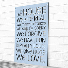 Load image into Gallery viewer, Spunky Fluff Proudly handmade in South Dakota, USA Powder "In this House" – House Rules Decorative Wall Sign