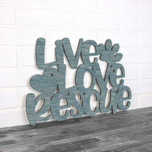 Load image into Gallery viewer, Spunky Fluff Proudly handmade in South Dakota, USA Small / Weathered Denim Live Love Rescue