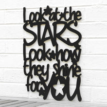 Load image into Gallery viewer, Spunky Fluff Proudly handmade in South Dakota, USA Medium / Black "Look At The Stars" Wall Décor (From Coldplay's "Yellow")