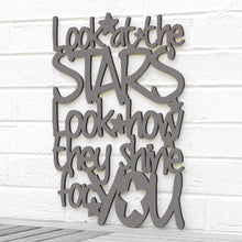 Load image into Gallery viewer, Spunky Fluff Proudly handmade in South Dakota, USA Medium / Charcoal Gray "Look At The Stars" Wall Décor (From Coldplay's "Yellow")