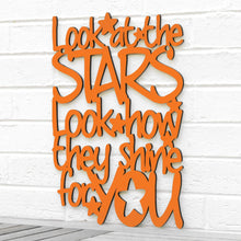Load image into Gallery viewer, Spunky Fluff Proudly handmade in South Dakota, USA Medium / Orange "Look At The Stars" Wall Décor (From Coldplay's "Yellow")