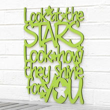 Load image into Gallery viewer, Spunky Fluff Proudly handmade in South Dakota, USA Medium / Pear Green "Look At The Stars" Wall Décor (From Coldplay's "Yellow")