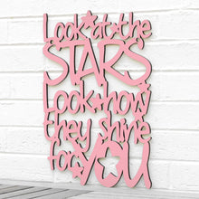 Load image into Gallery viewer, Spunky Fluff Proudly handmade in South Dakota, USA Medium / Pink "Look At The Stars" Wall Décor (From Coldplay's "Yellow")