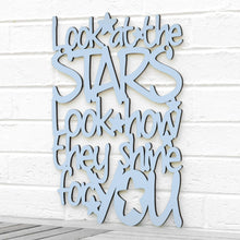 Load image into Gallery viewer, Spunky Fluff Proudly handmade in South Dakota, USA Medium / Powder "Look At The Stars" Wall Décor (From Coldplay's "Yellow")