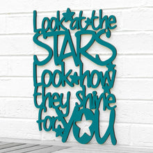 Load image into Gallery viewer, Spunky Fluff Proudly handmade in South Dakota, USA Medium / Teal "Look At The Stars" Wall Décor (From Coldplay's "Yellow")