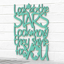 Load image into Gallery viewer, Spunky Fluff Proudly handmade in South Dakota, USA Medium / Turquoise "Look At The Stars" Wall Décor (From Coldplay's "Yellow")