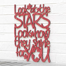 Load image into Gallery viewer, Spunky Fluff Proudly handmade in South Dakota, USA Medium / Weathered Red "Look At The Stars" Wall Décor (From Coldplay's "Yellow")