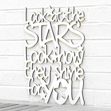 Load image into Gallery viewer, Spunky Fluff Proudly handmade in South Dakota, USA Medium / White "Look At The Stars" Wall Décor (From Coldplay's "Yellow")